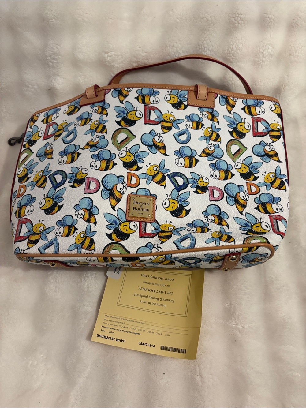Dooney & Bourke White Bee Print Tote Bag